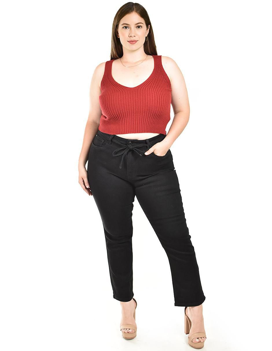 Jeans straight k-kyr-3723-negro para mujer