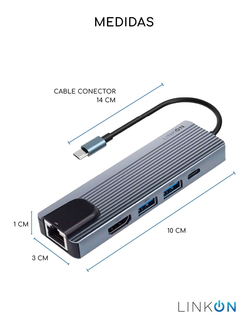 Hub Linkon USB 5 en 1 de 5 contactos