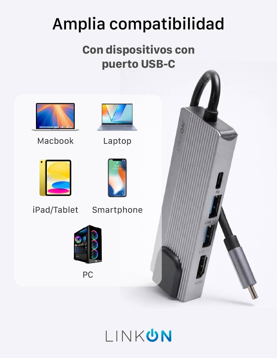 Hub Linkon USB 5 en 1 de 5 contactos