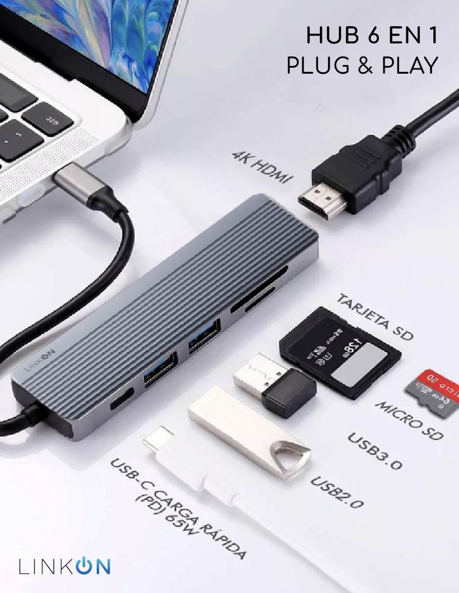 Hub USB 6 en 1 de 6 contactos 9