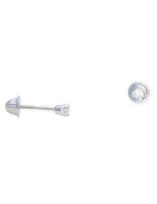 Broqueles circulares de oro blanco 14 K con acabado brillante diamante Broqueles circulares de oro blanco 14 K con acabado brillante diamante