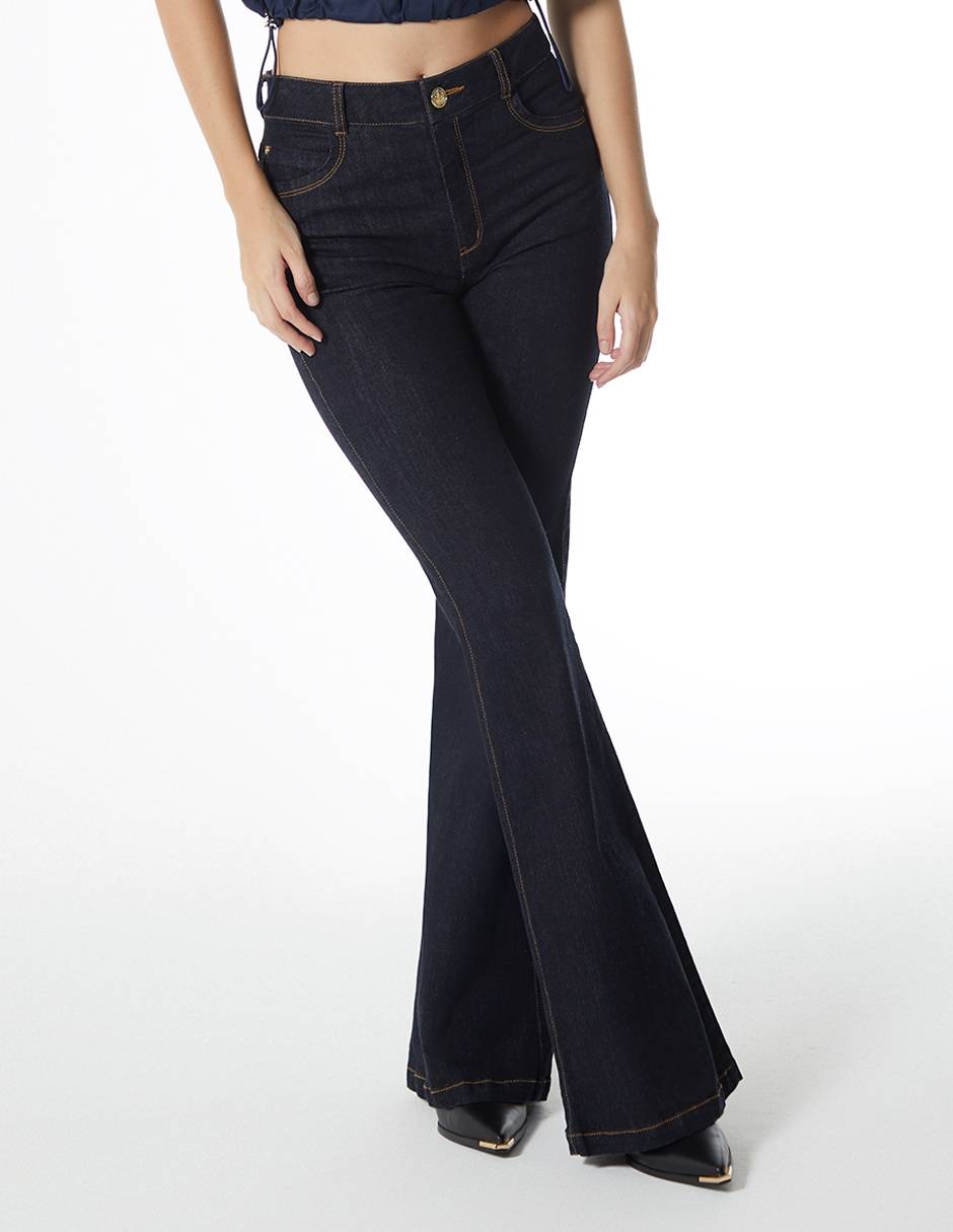 Jeans campana básico a la cintura para mujer 3