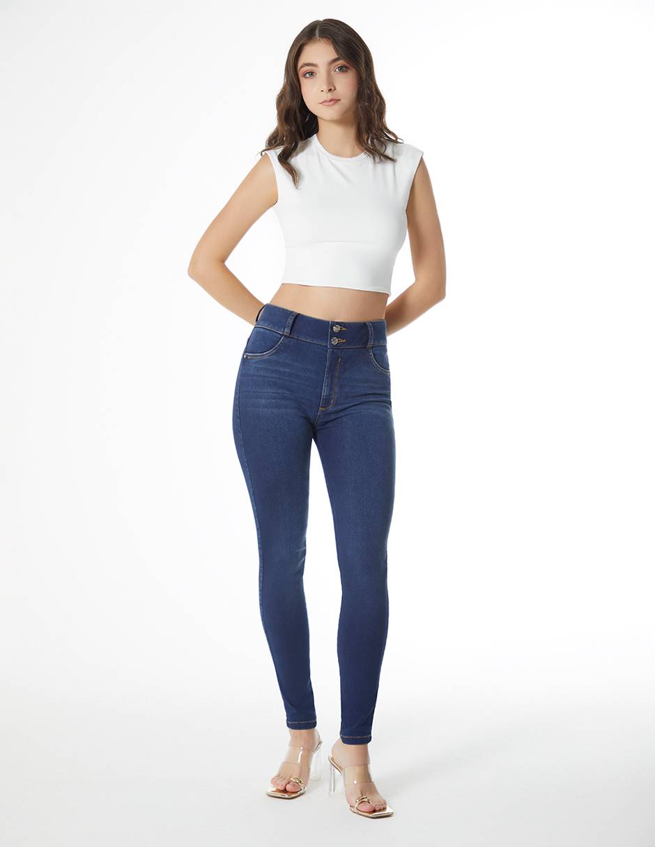 Jeans skinny Studio básico a la cintura para mujer 2