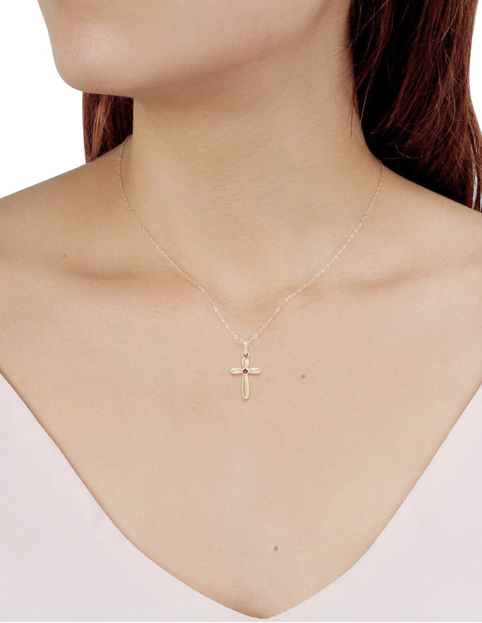 Collar cruz de oro 14 K 4