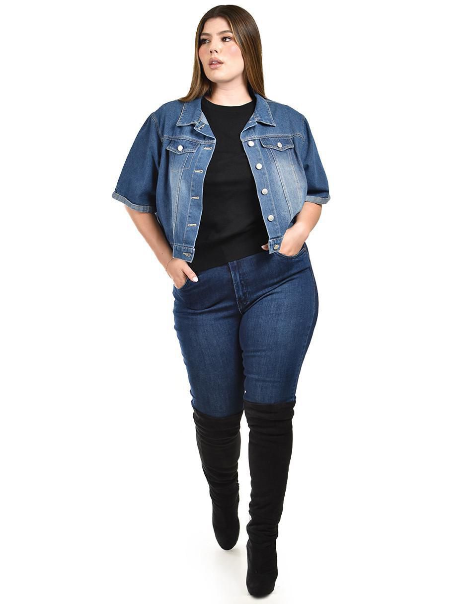 Chamarra casual roman fashion de mezclilla para mujer
