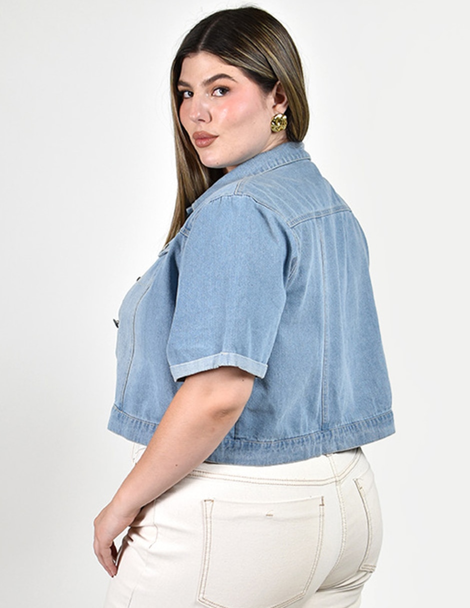 Chamarra casual roman fashion de mezclilla para mujer