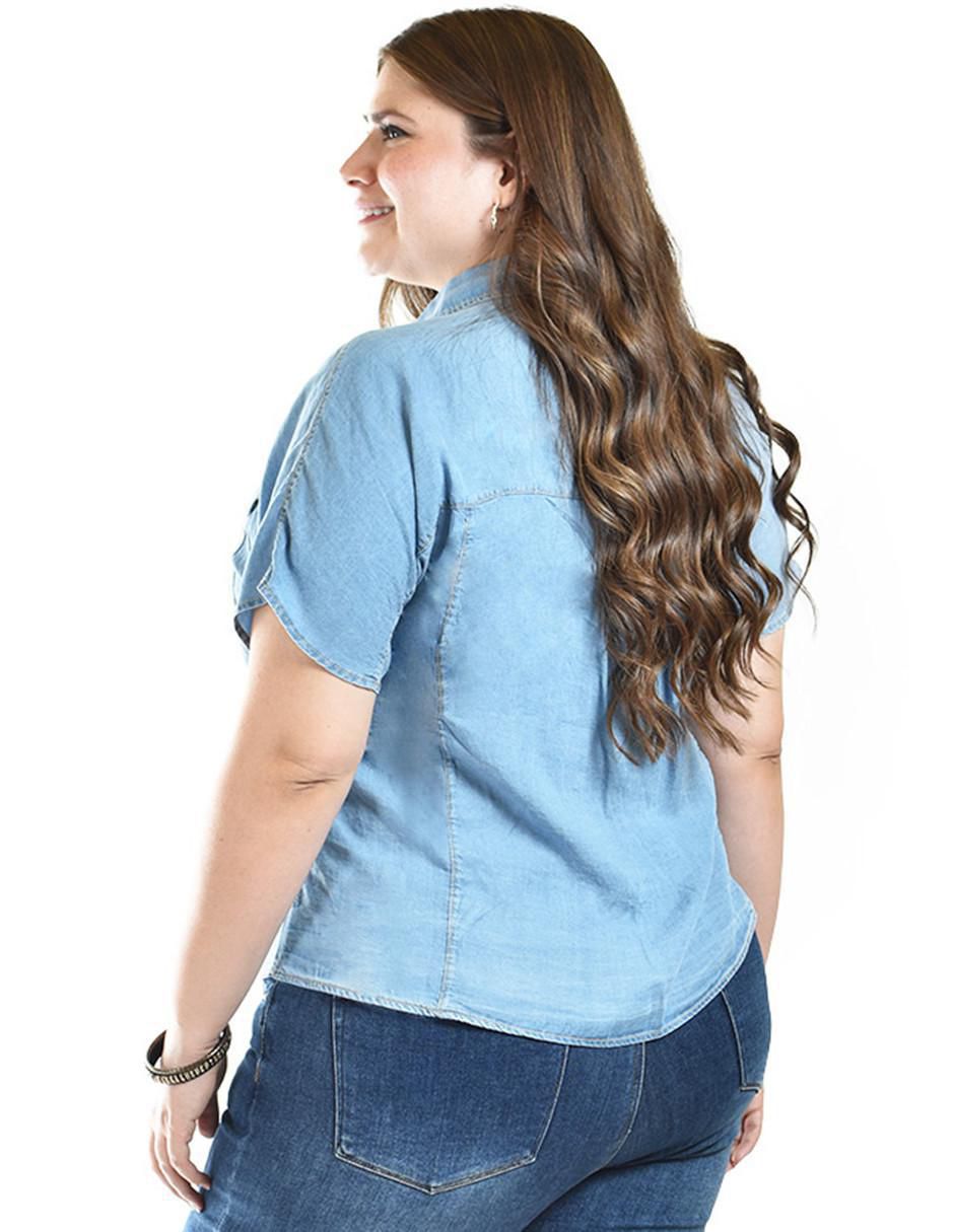 Blusa camisera manga corta para mujer 8