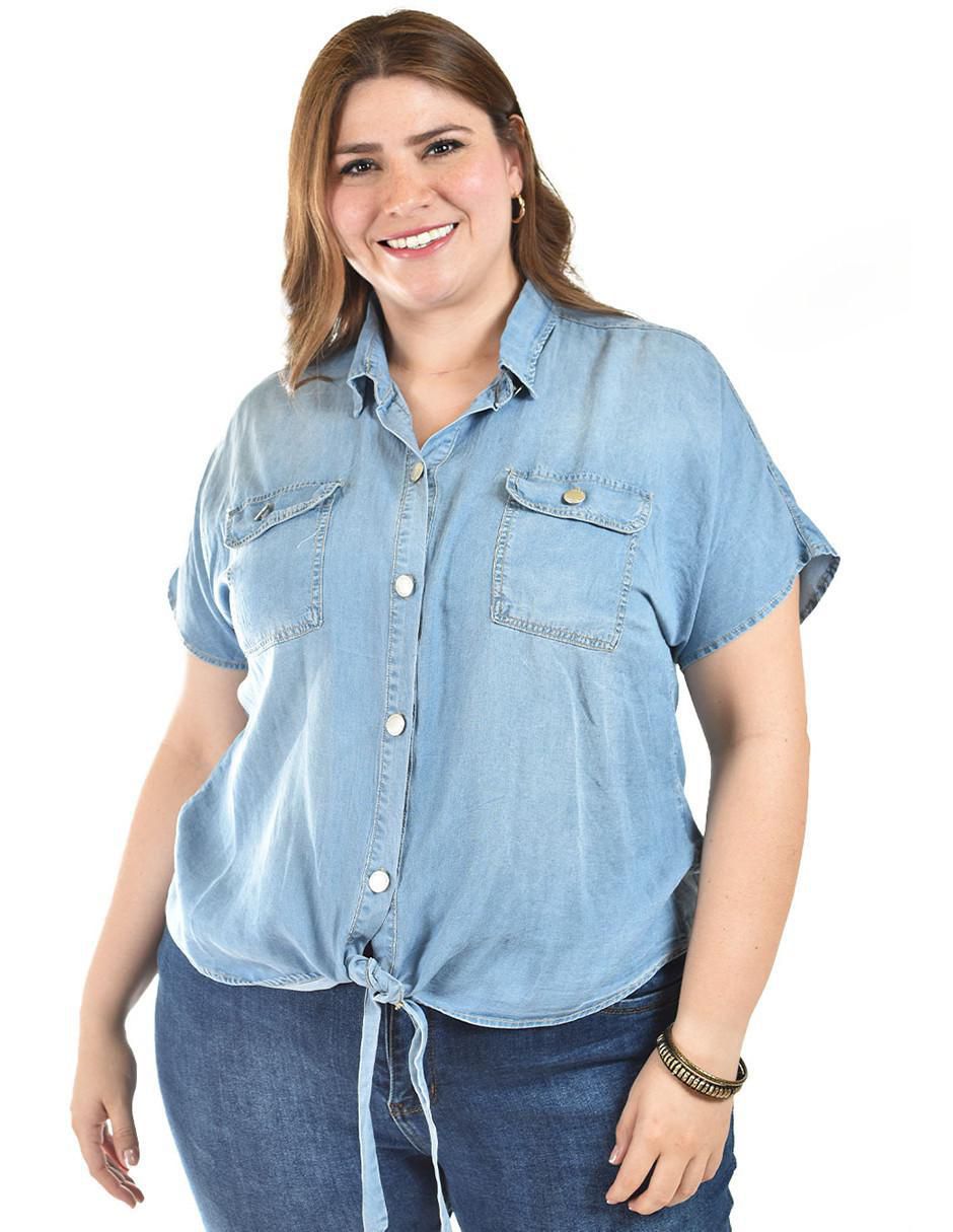 Blusa camisera manga corta para mujer 9