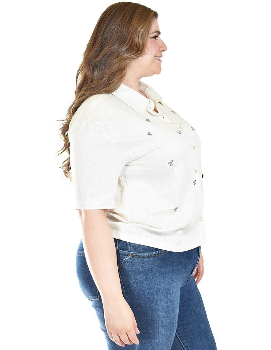 Blusa camisera manga corta para mujer 7