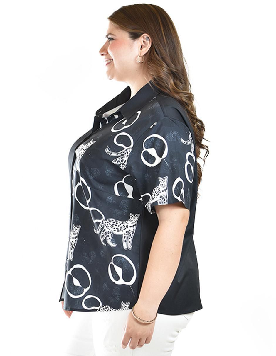 Blusa camisera manga corta para mujer 8