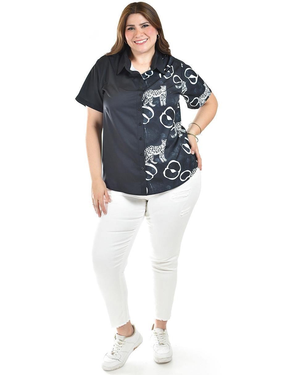 Blusa camisera manga corta para mujer 12