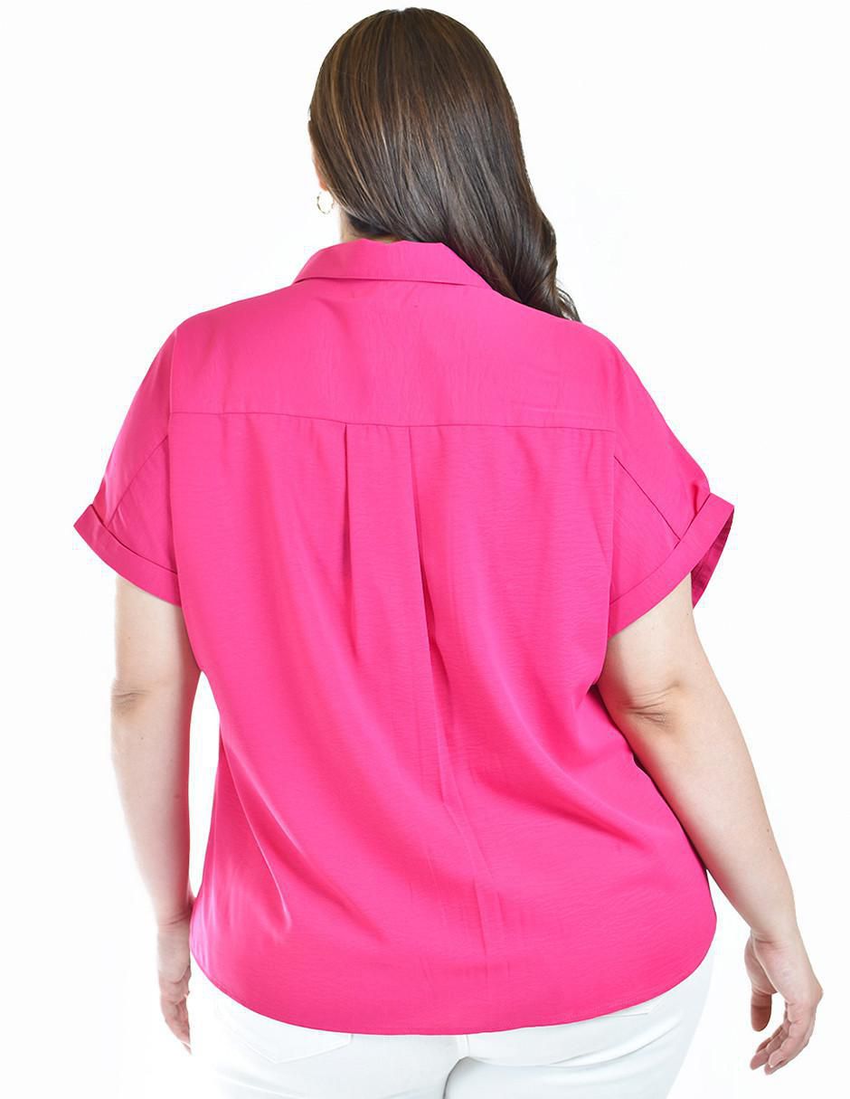 Blusa camisera manga corta para mujer 8
