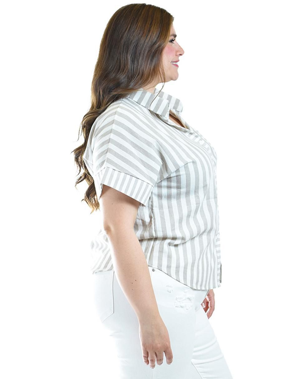 Blusa camisera manga corta para mujer 8