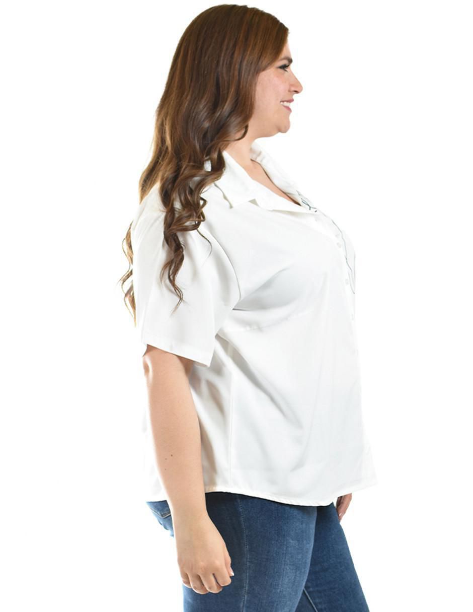 Blusa camisera manga corta para mujer 7