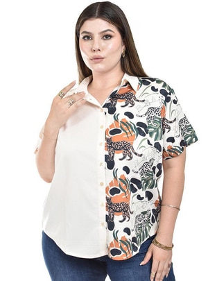 Blusa camisera manga corta para mujer 1
