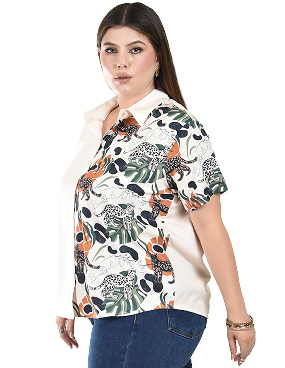 Blusa camisera manga corta para mujer 7