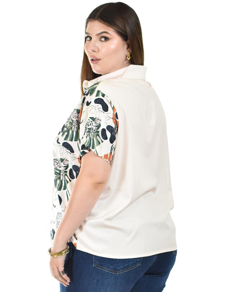 Blusa camisera manga corta para mujer 8