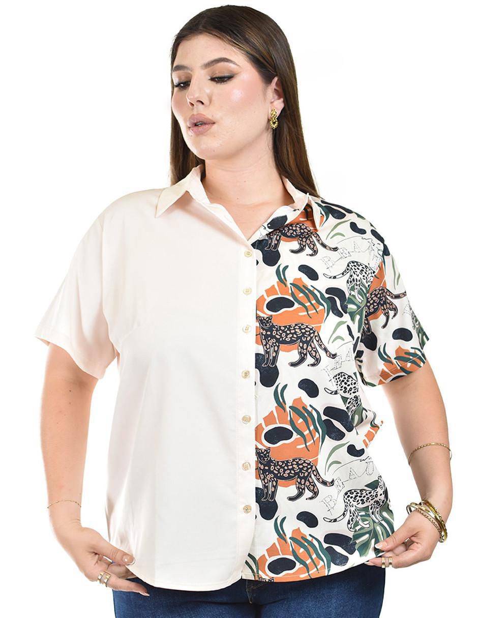Blusa camisera manga corta para mujer 9