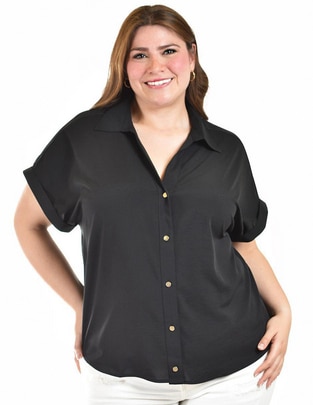 Blusa camisera manga corta para mujer 1