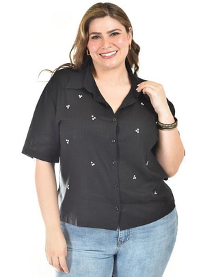 Blusa camisera manga corta para mujer 1