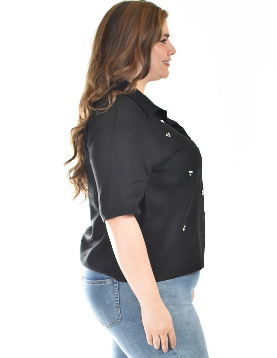Blusa camisera manga corta para mujer 7