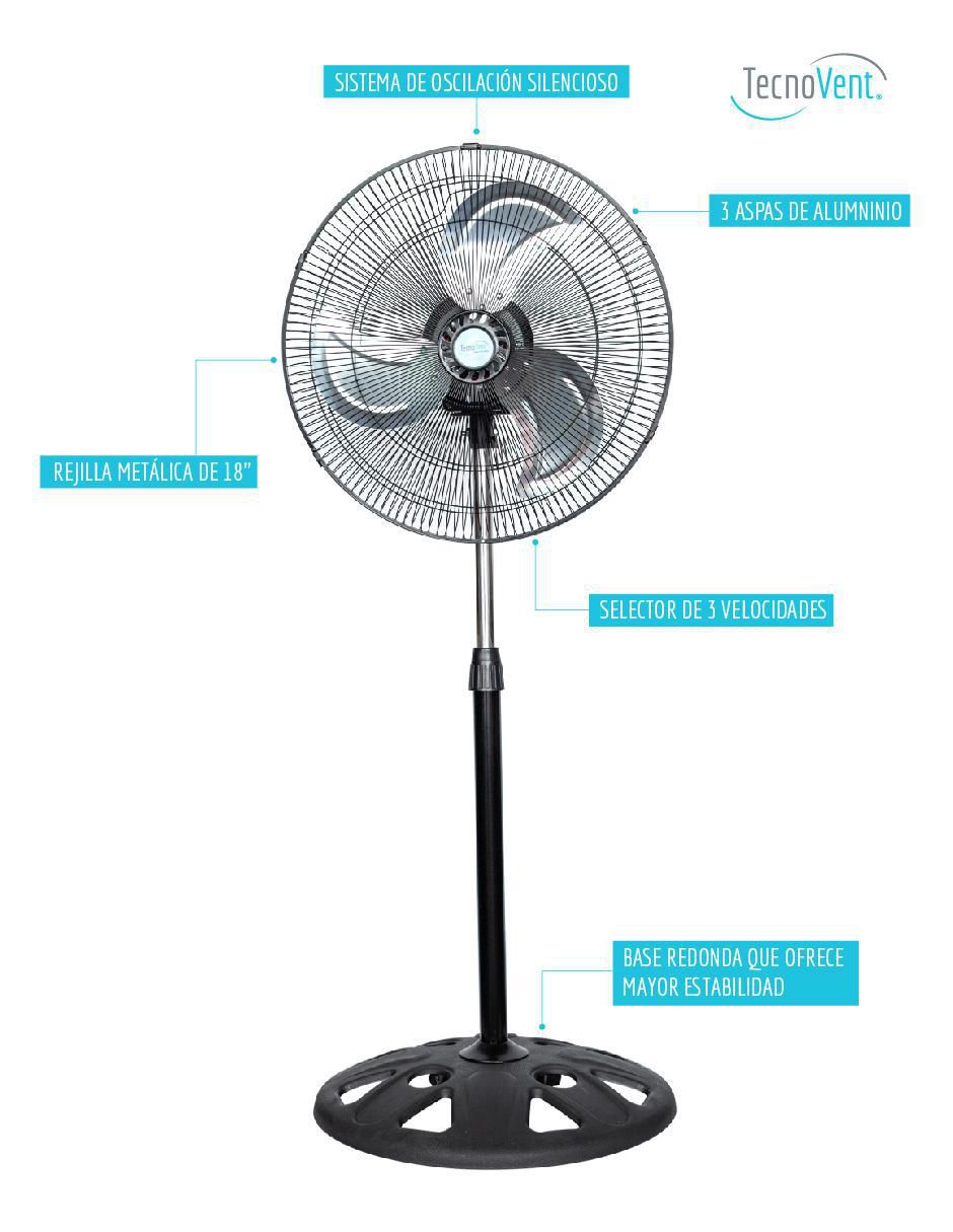 VENTILADOR DE PEDESTAL VENT-18A, NEGROV