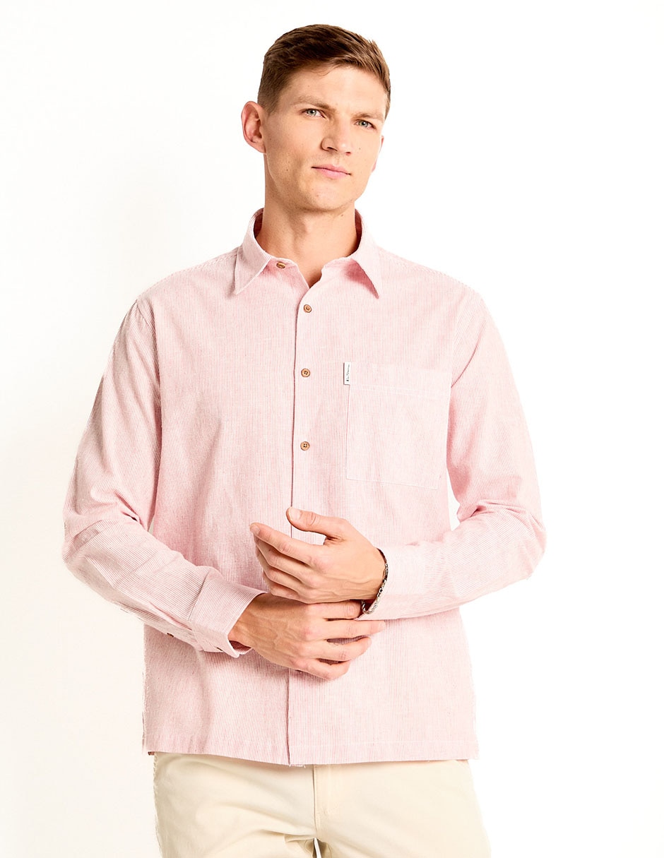 Camisa casual de algodón manga larga para hombre