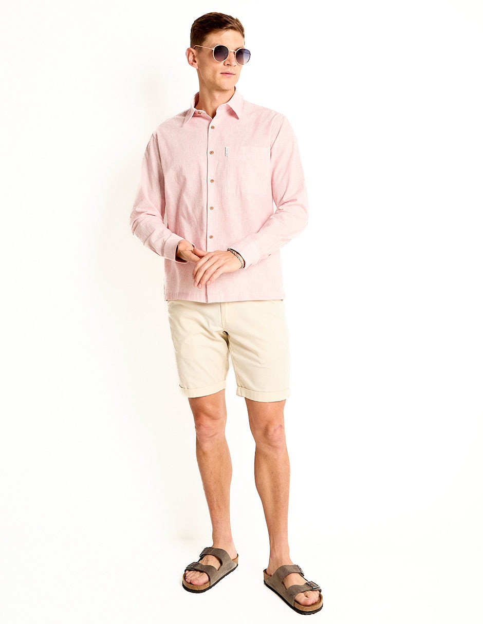 Camisa casual de algodón manga larga para hombre