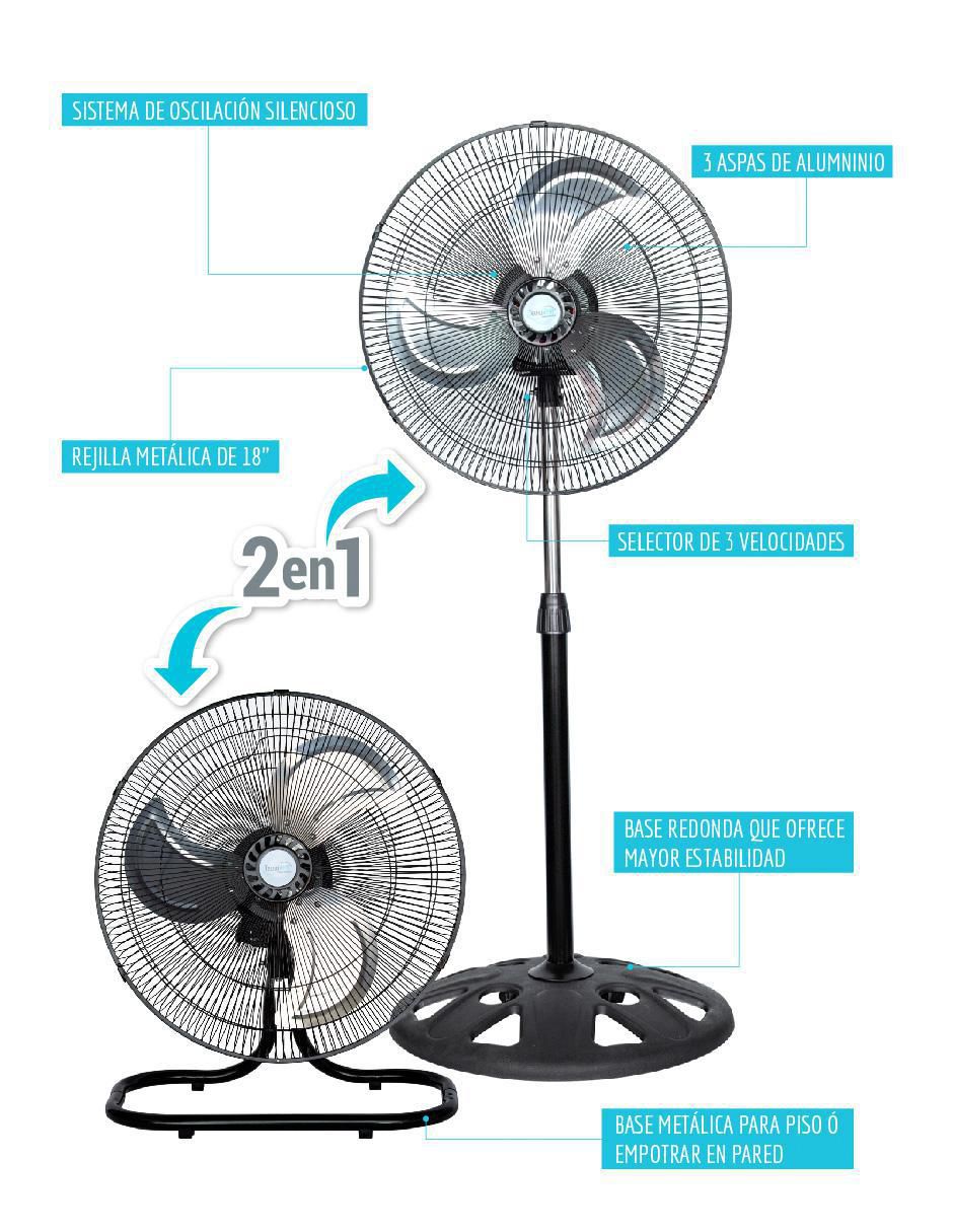 VENTILADOR DE PEDESTAL VENT-182, NEGROO