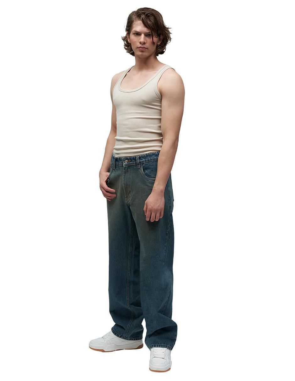 Jeans relaxed slim lavado obscuro para hombre