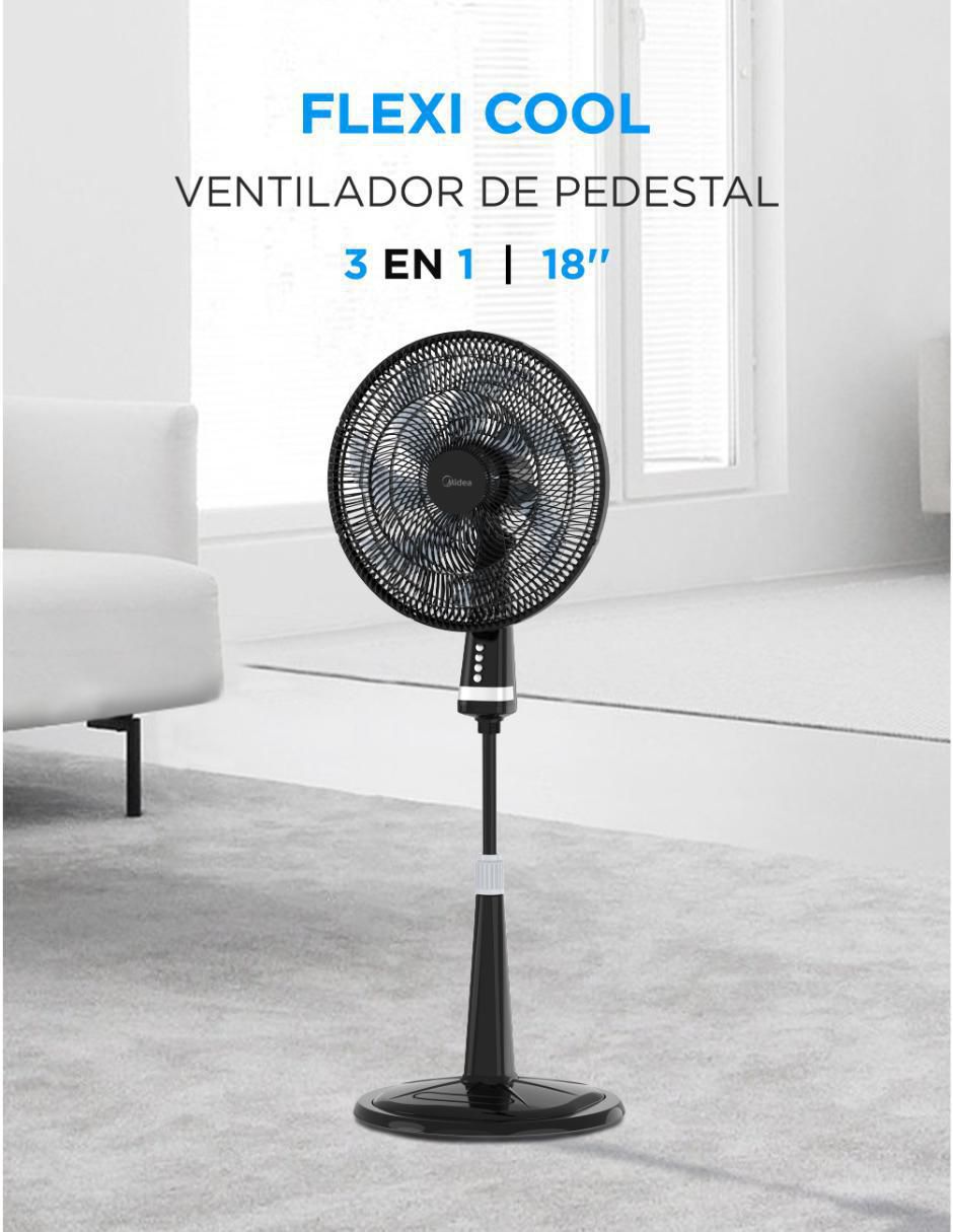 VENTILADOR DE PISO MSF18M3BK MI, NEGRO 4