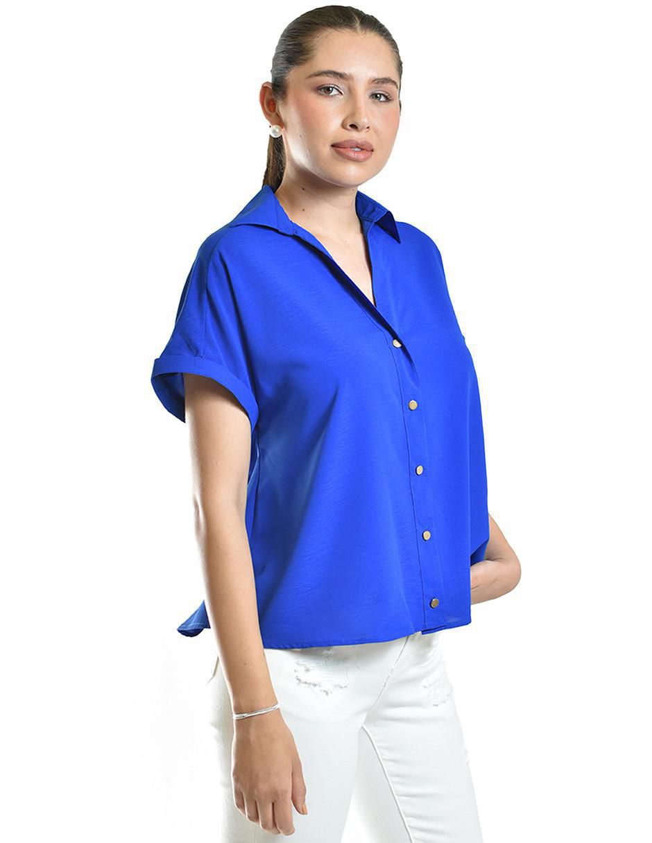 Blusa camisera manga corta para mujer 6