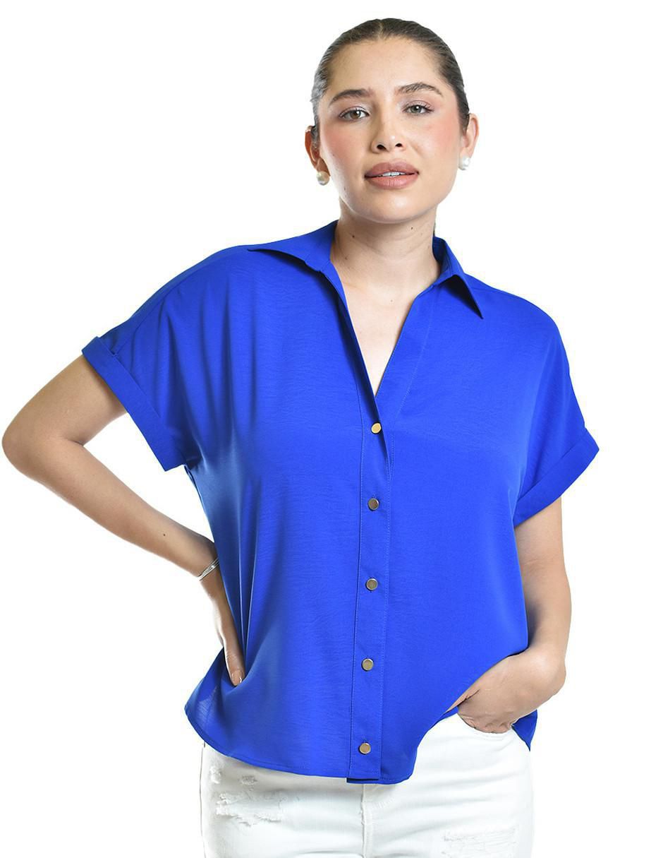 Blusa camisera manga corta para mujer 8
