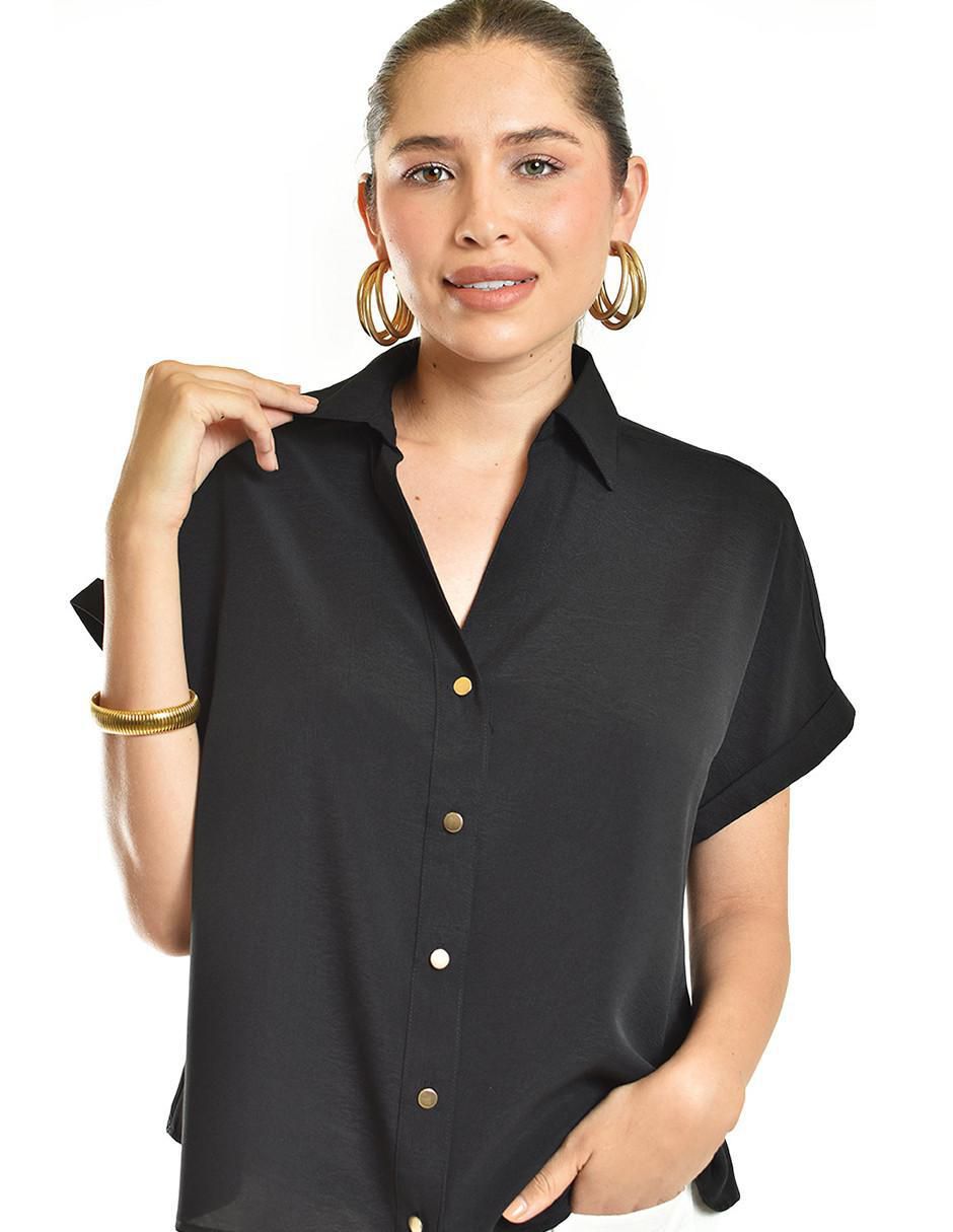 Blusa camisera manga corta para mujer 8