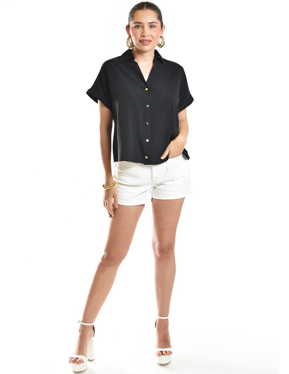 Blusa camisera manga corta para mujer 9