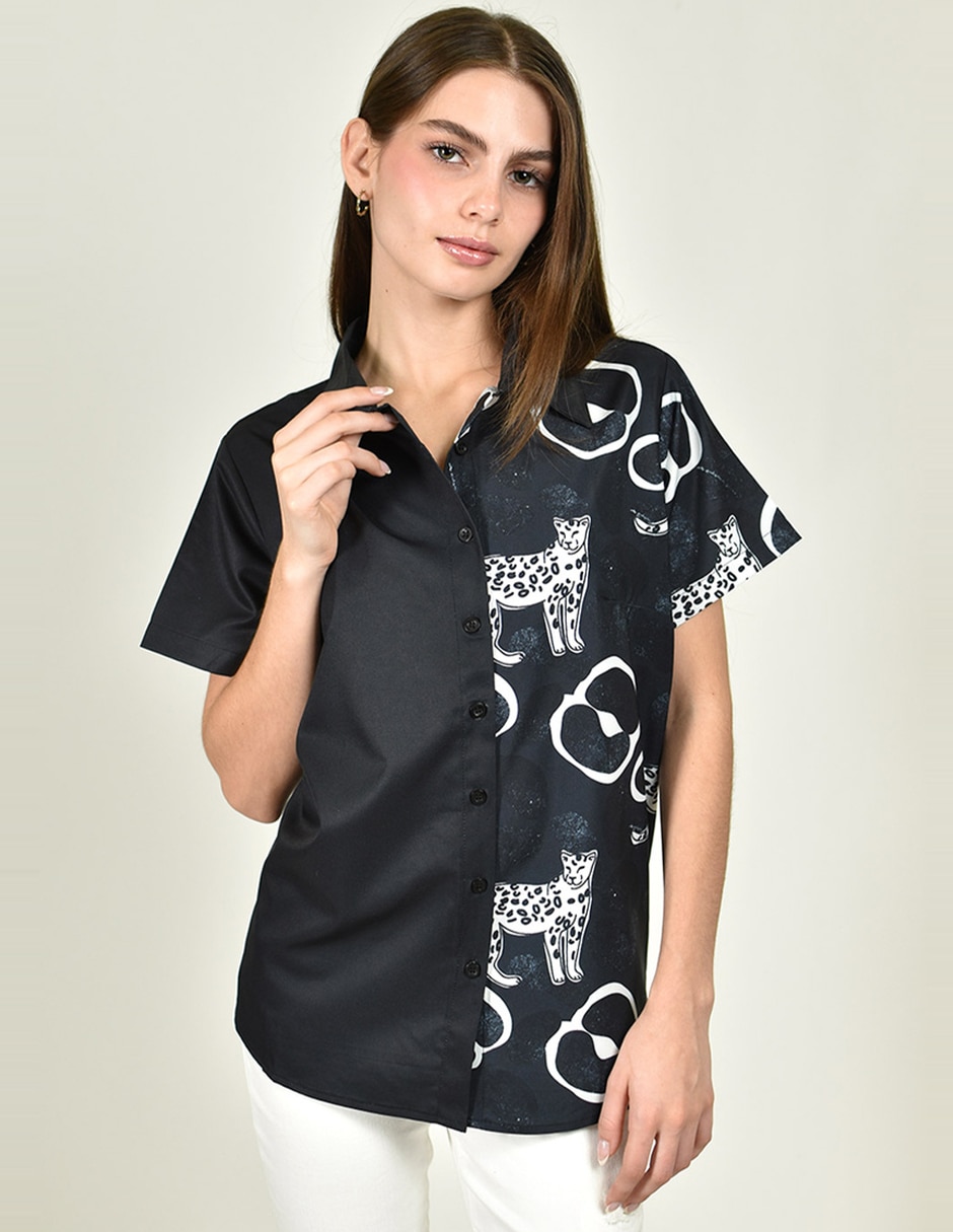 Blusa camisera manga corta para mujer 1