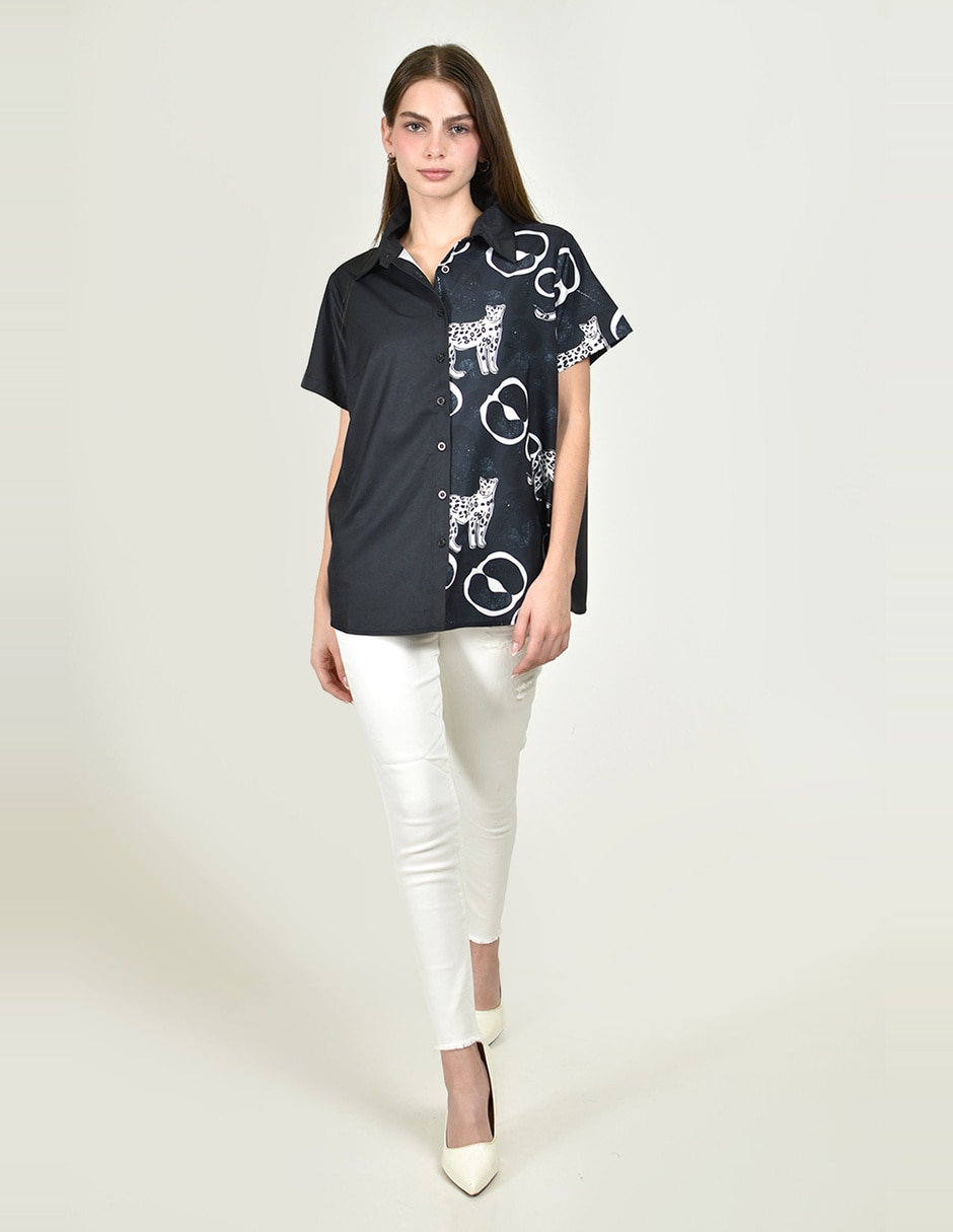 Blusa camisera manga corta para mujer 2