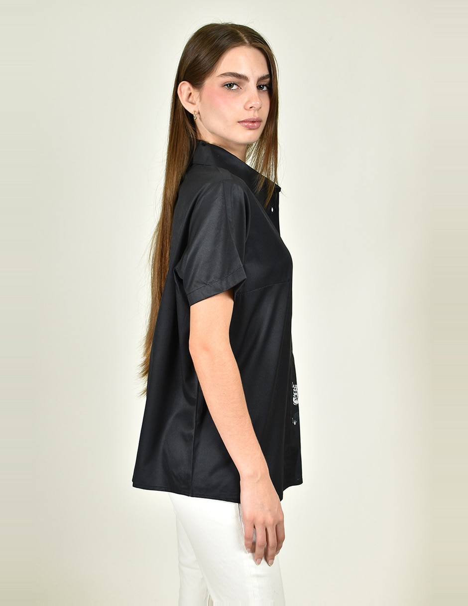Blusa camisera manga corta para mujer 4