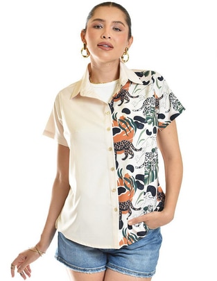 Blusa camisera manga corta para mujer 1
