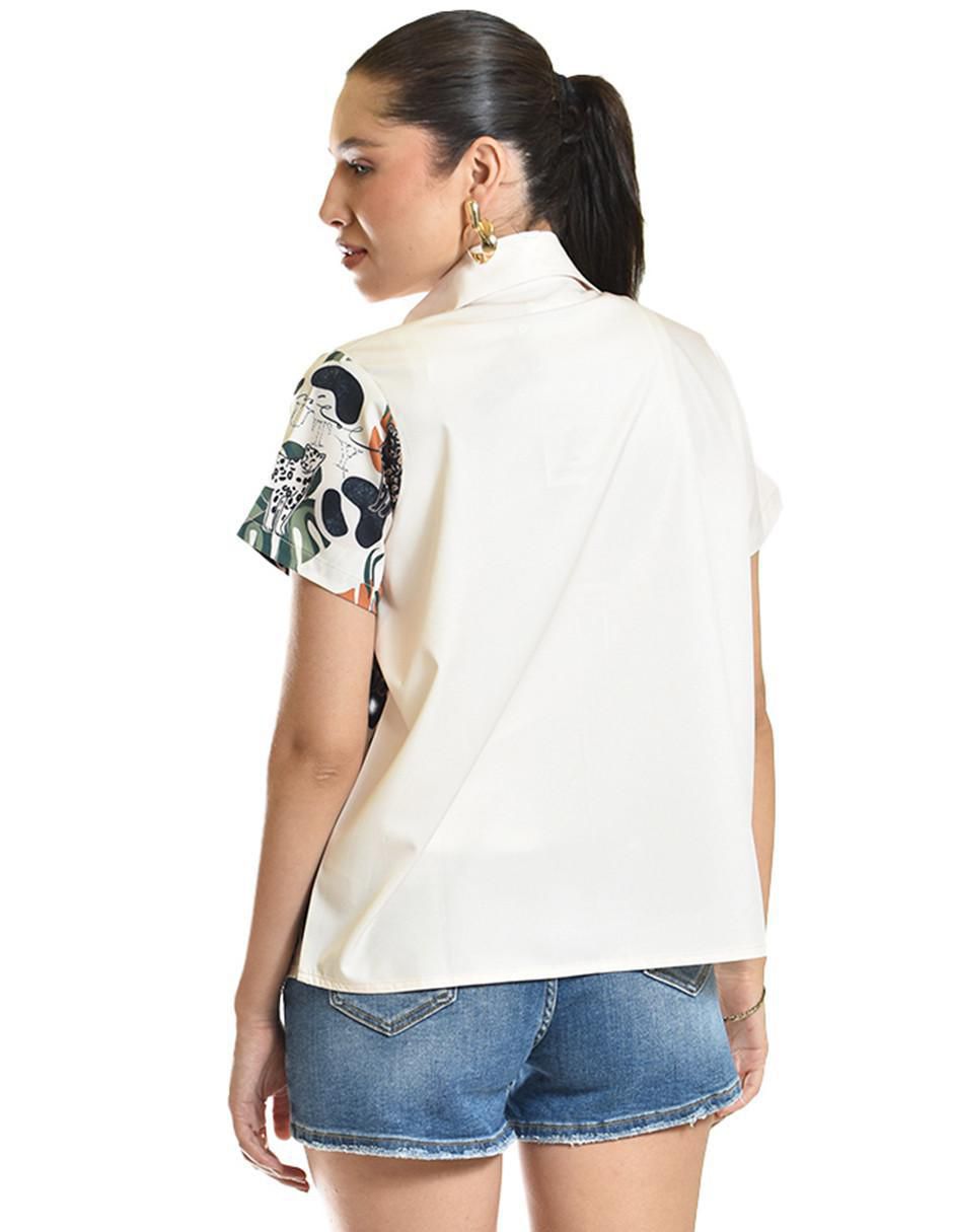 Blusa camisera manga corta para mujer 8