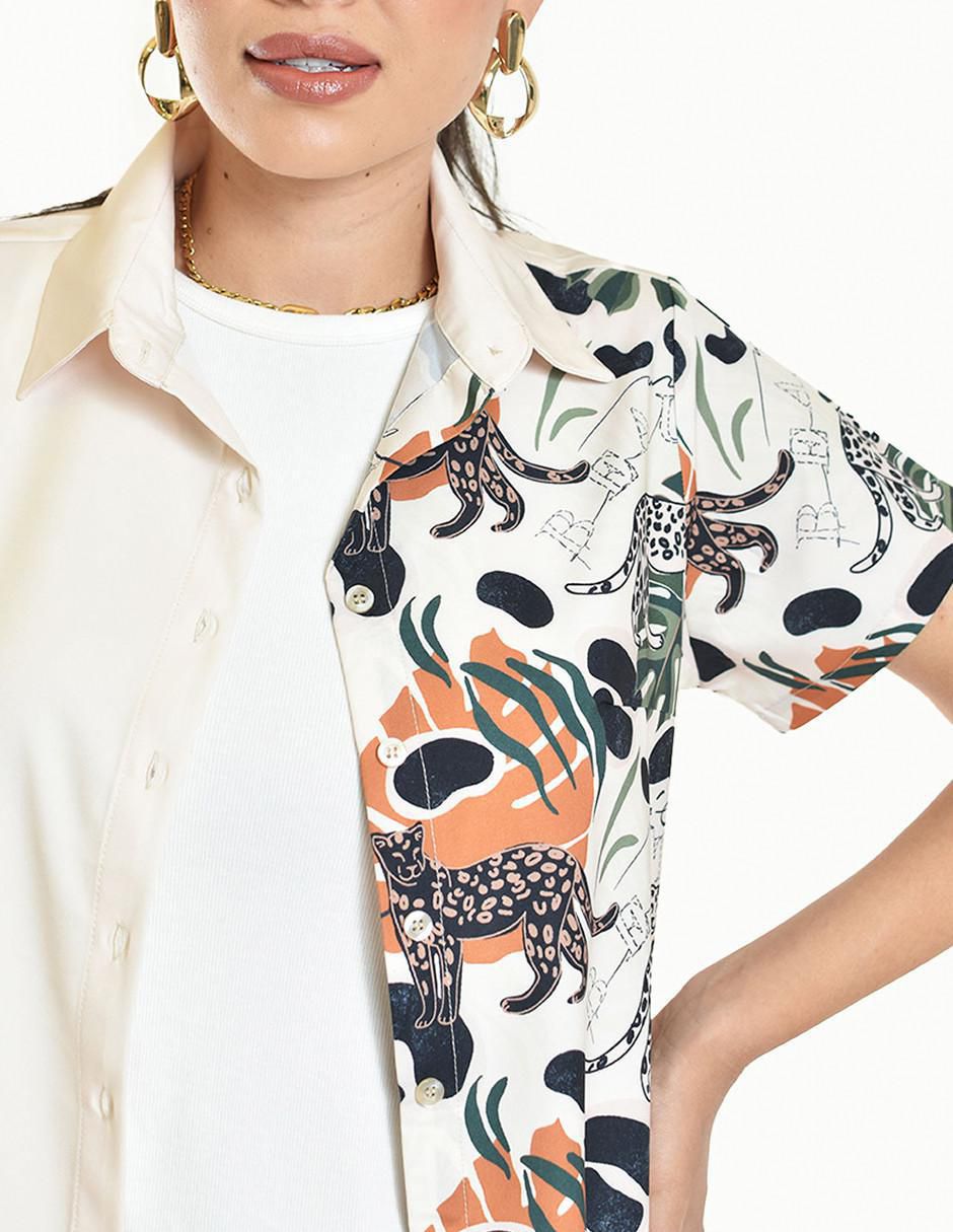 Blusa camisera manga corta para mujer 9