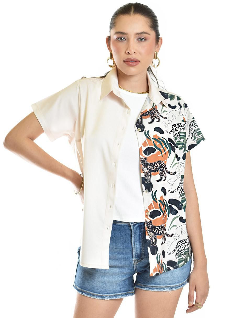 Blusa camisera manga corta para mujer 10