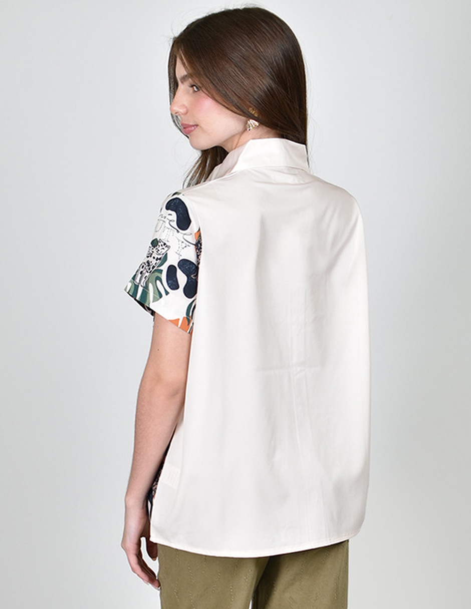 Blusa camisera roman fashion manga corta para mujer