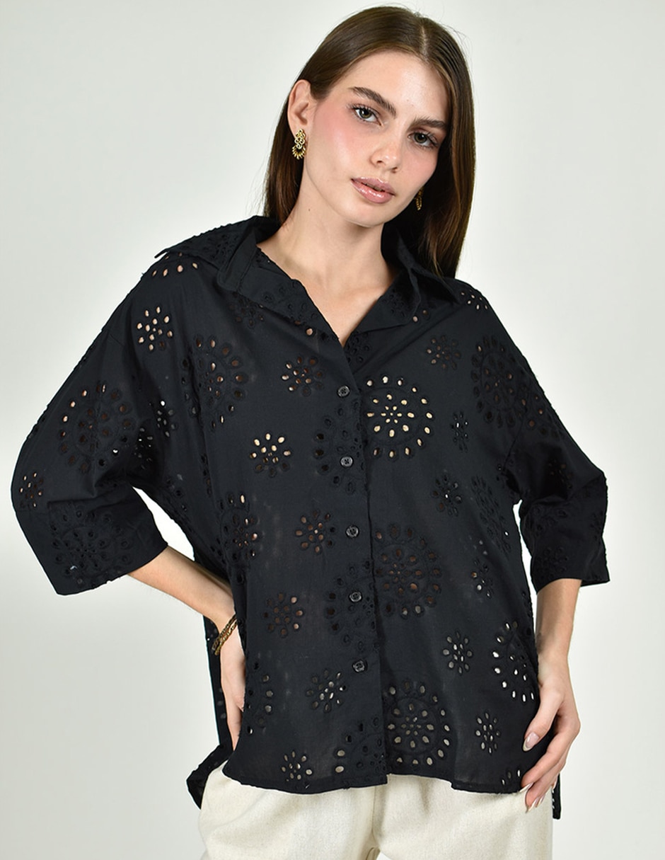 Blusa camisera manga 3/4 para mujer 1