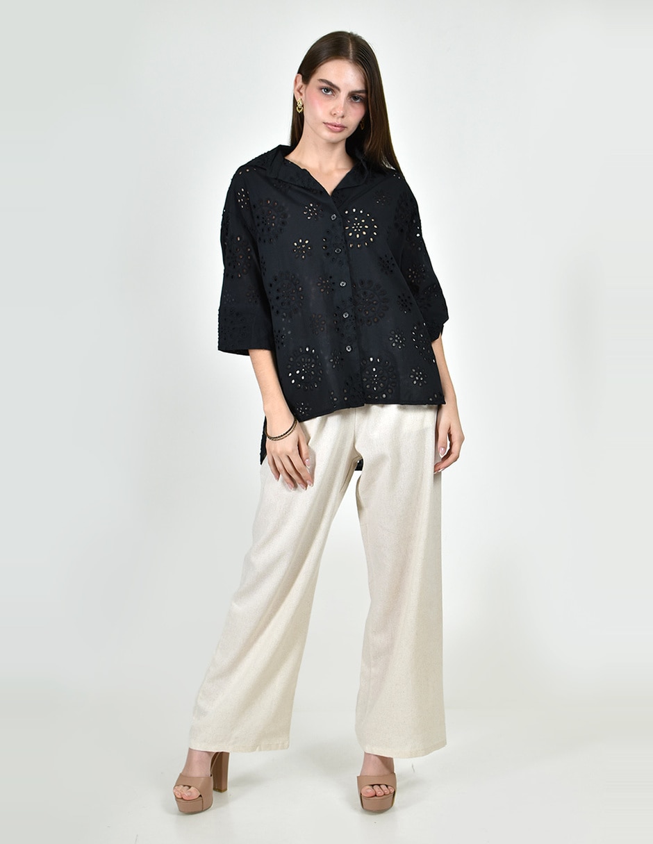 Blusa camisera manga 3/4 para mujer 3
