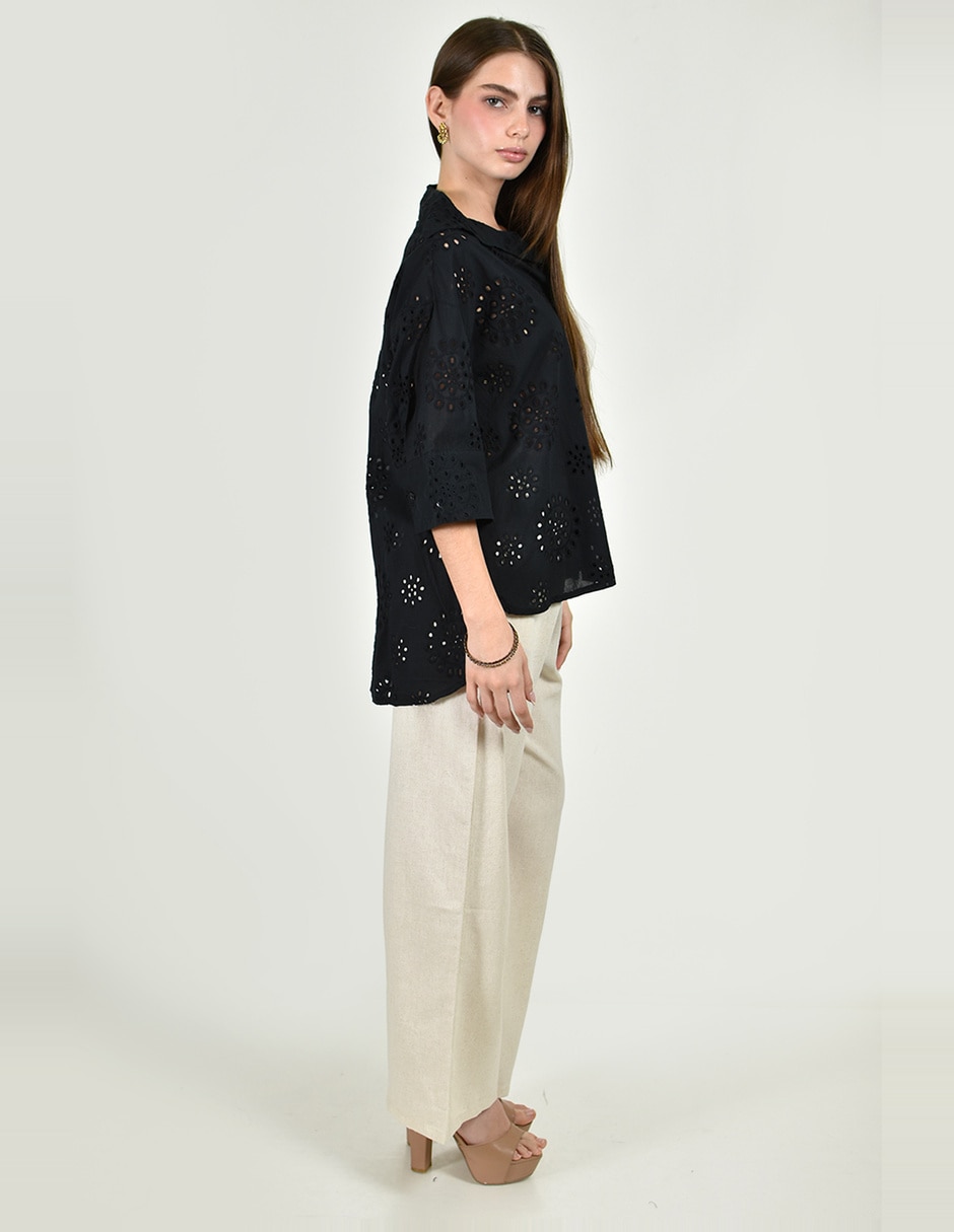 Blusa camisera manga 3/4 para mujer 4