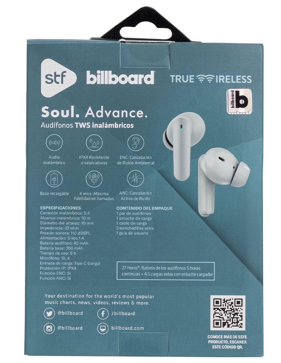Audífonos True Wireless Billboard Tws Sould Advance inalámbricos con cancelación de ruido