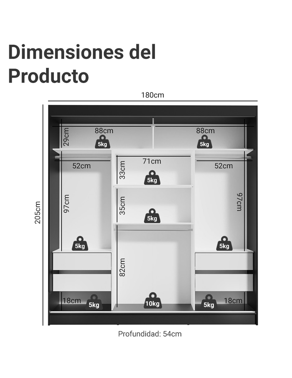 Ropero reno 10958n1e de mdp 12