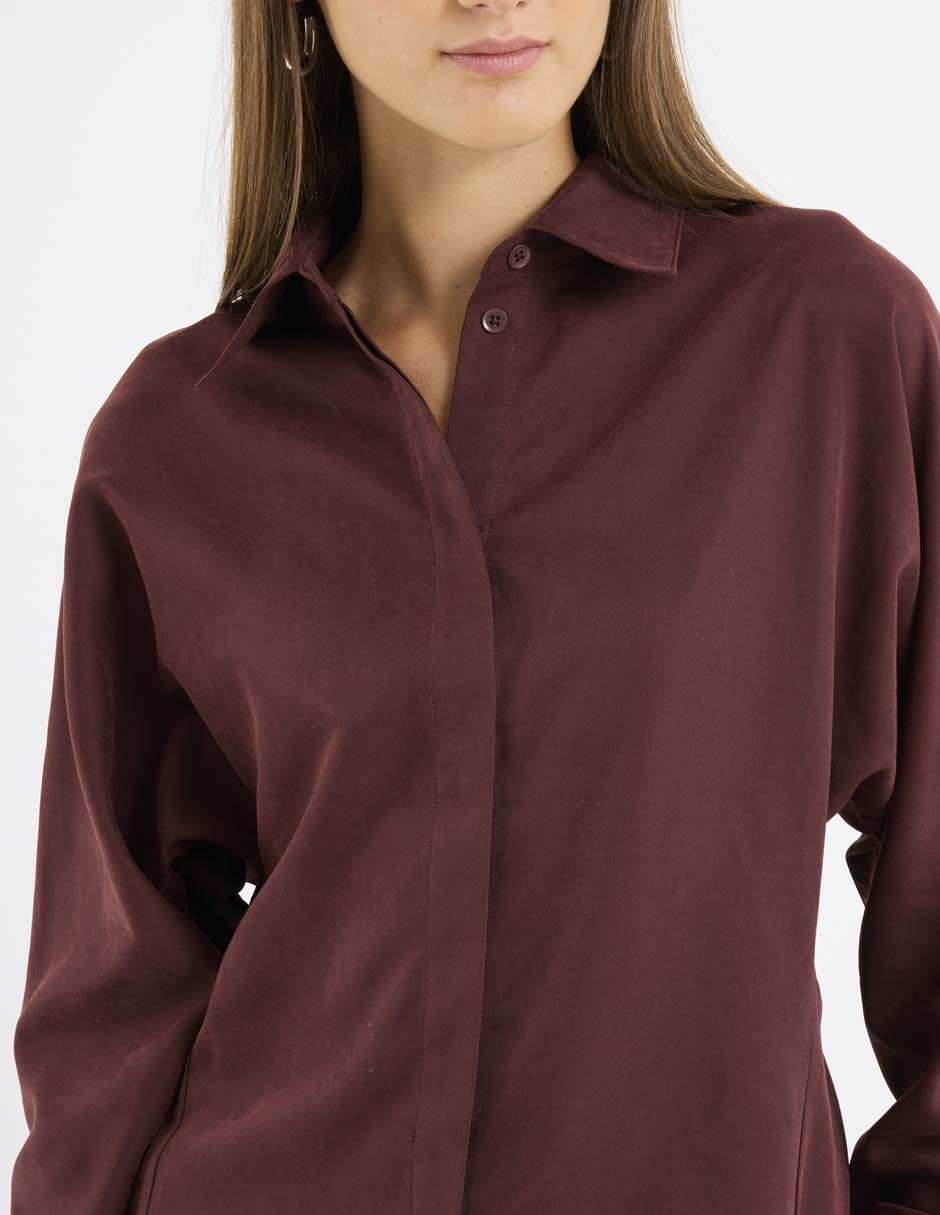 Blusa camisera manga larga para mujer 8