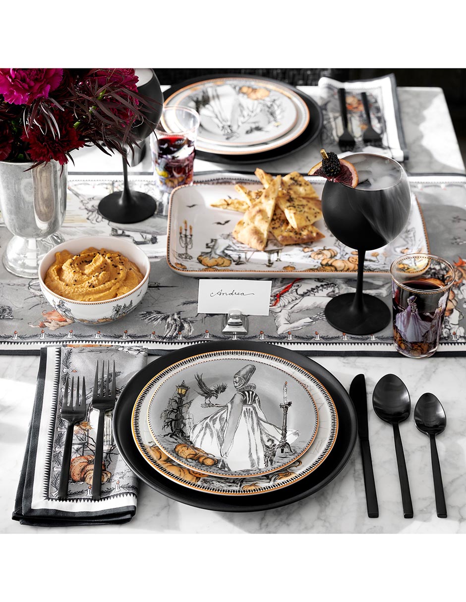 Set platos ensalada halloween Haunted Hosts de porcelana 4 piezas